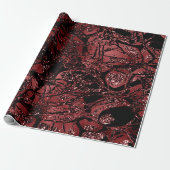 Abstracte Body Natuur Cells Glitter Burgundy Maroo Cadeaupapier (Uitgerold)