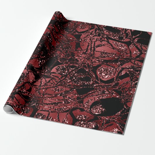 Abstracte Body Natuur Cells Glitter Burgundy Maroo Cadeaupapier (Uitgerold)