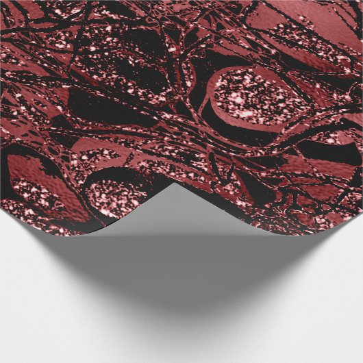 Abstracte Body Natuur Cells Glitter Burgundy Maroo Cadeaupapier (Hoek)