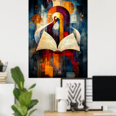 Abstracte Boekenkunst - Geometrisch Ontwerp voor L Poster (Thuiskantoor)