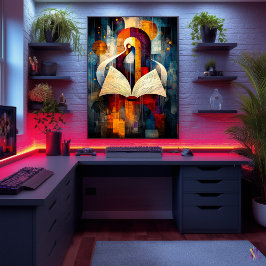 Abstracte Boekenkunst - Geometrisch Ontwerp voor L Poster