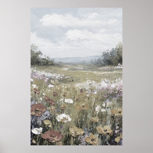 Abstracte Boerderij Landschap Neutrale Kunst Poster (Voorkant)