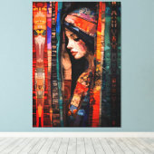 Abstracte Boheemse Kunst met Ethische Texturen Canvas Afdruk (Insitu (Houten vloer))