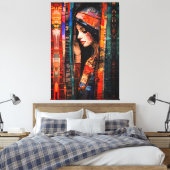 Abstracte Boheemse Kunst met Ethische Texturen Canvas Afdruk (Insitu (Slaapkamer))