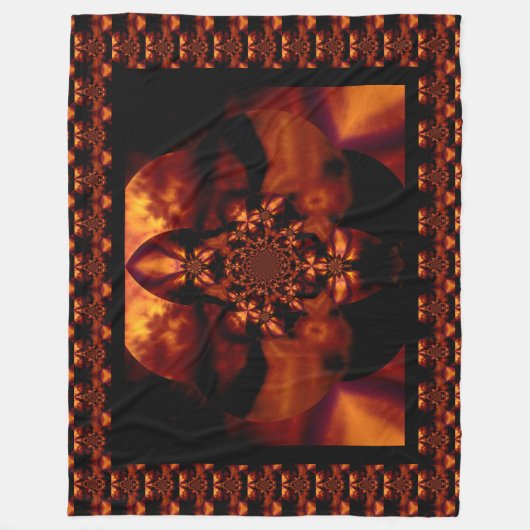 Abstracte Boheemse Vuurorchidee 1 Bloemenpatroon Fleece Deken (Voorkant)