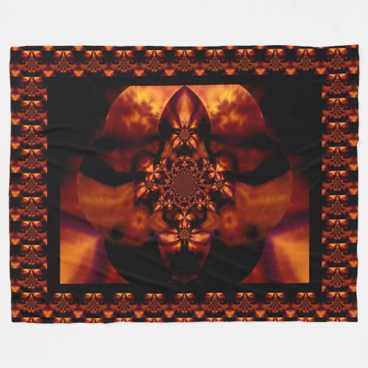 Abstracte Boheemse Vuurorchidee 1 Bloemenpatroon Fleece Deken (Voorkant (Horizontaal))