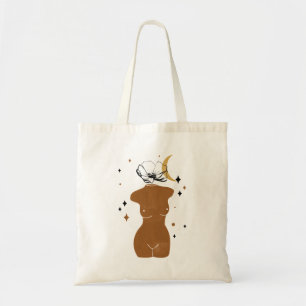 Abstracte Bohemen-damesillustratie, Earth Tones Tote Bag