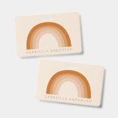 Abstracte Boho 70s Rainbow Terracotta Gepersonalis Badge (Voor- en achterkant)