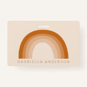 Abstracte Boho 70s Rainbow Terracotta Gepersonalis Badge (Achterkant)