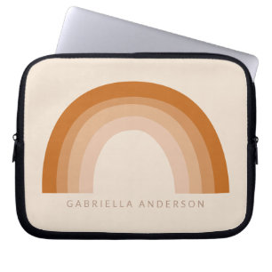 Abstracte Boho 70s Rainbow Terracotta Gepersonalis Laptop Sleeve