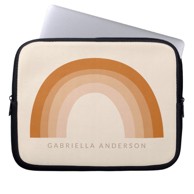 Abstracte Boho 70s Rainbow Terracotta Gepersonalis Laptop Sleeve (Voorkant)