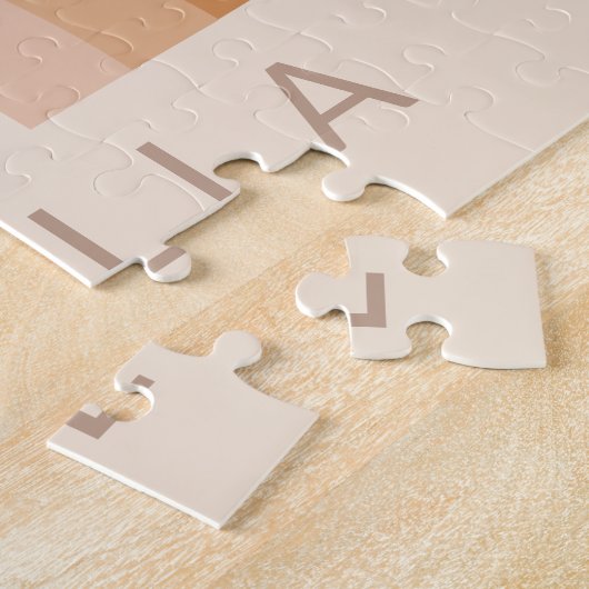 Abstracte Boho 70s Rainbow Terracotta Gepersonalis Legpuzzel (Zijkant)