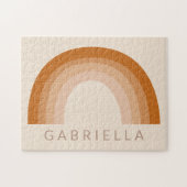 Abstracte Boho 70s Rainbow Terracotta Gepersonalis Legpuzzel (Horizontaal)