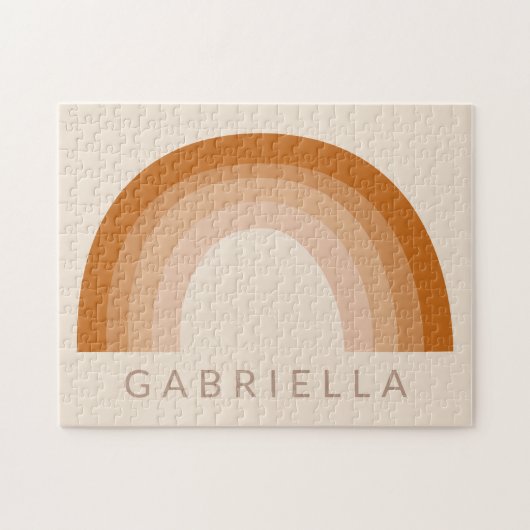 Abstracte Boho 70s Rainbow Terracotta Gepersonalis Legpuzzel (Horizontaal)