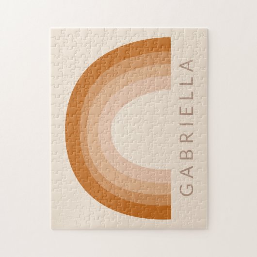 Abstracte Boho 70s Rainbow Terracotta Gepersonalis Legpuzzel (Verticaal)