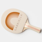 Abstracte Boho 70s Rainbow Terracotta Gepersonalis Tafeltennisbatje (Zijkant)