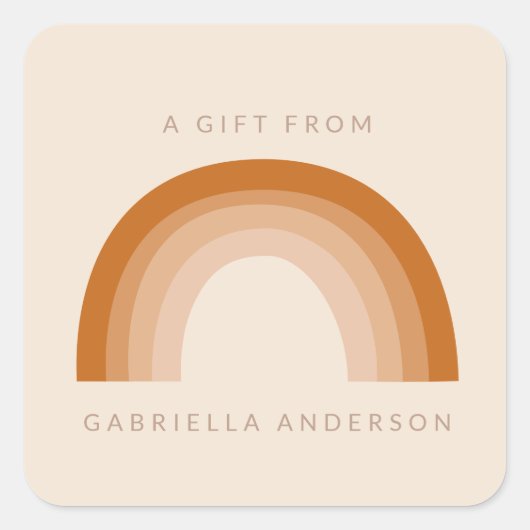 Abstracte Boho 70s Rainbow Terracotta Gepersonalis Vierkante Sticker (Voorkant)