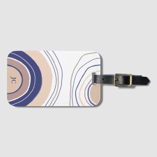Abstracte Boho Arches - Blauw en beige Bagagelabel (Voorkant (horizontaal))