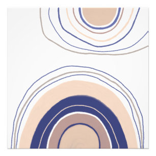 Abstracte Boho Arches - Blauw en beige Foto Afdruk