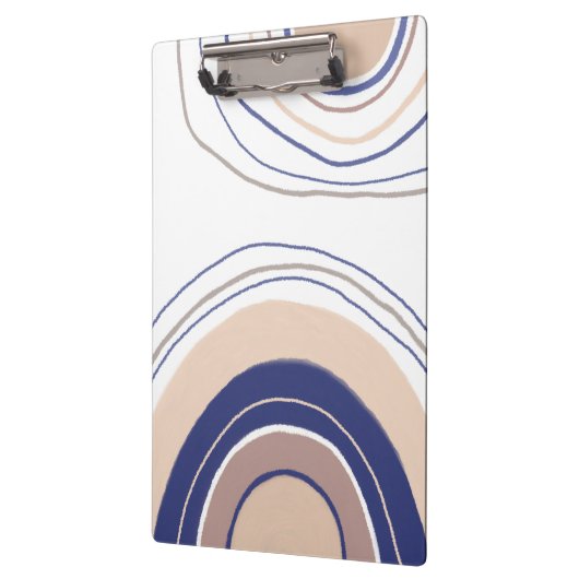 Abstracte Boho Arches - Blauw en beige Klembord (Links)