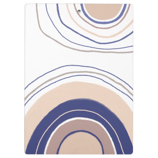 Abstracte Boho Arches - Blauw en beige Klembord (Achterkant)