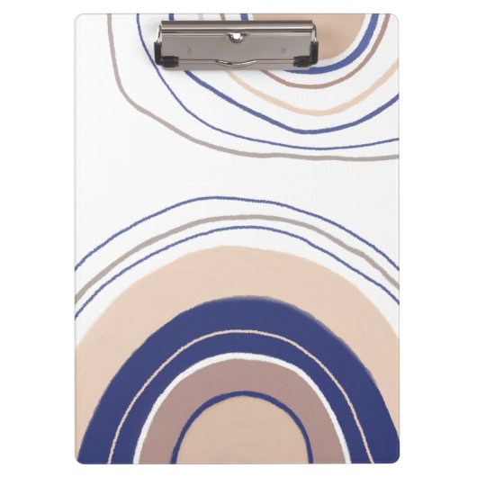 Abstracte Boho Arches - Blauw en beige Klembord (Voorkant)