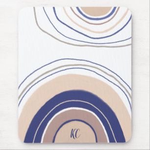 Abstracte Boho Arches - Blauw en beige Muismat