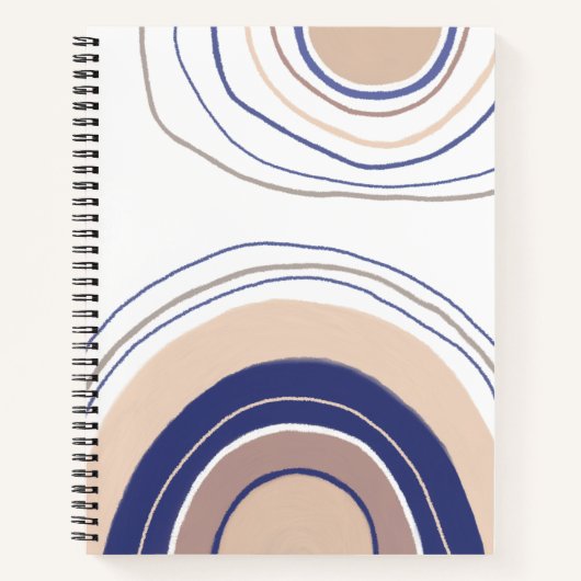 Abstracte Boho Arches - Blauw en beige Notitieboek (Voorkant)