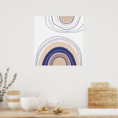 Abstracte Boho Arches - Blauw en beige Poster (Keuken)