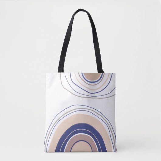 Abstracte Boho Arches - Blauw en beige Tote Bag (Voorkant)