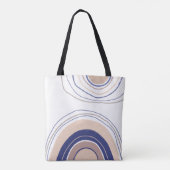 Abstracte Boho Arches - Blauw en beige Tote Bag (Achterkant)