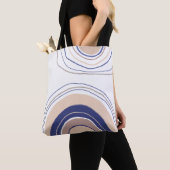 Abstracte Boho Arches - Blauw en beige Tote Bag (Dichtbij)