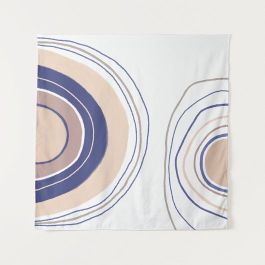 Abstracte Boho Arches - Blauw en beige Wandkleed (Voorkant (horizontaal))