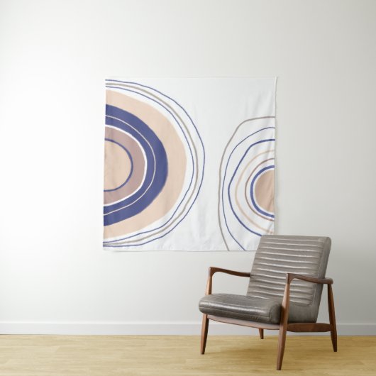 Abstracte Boho Arches - Blauw en beige Wandkleed (In Situ (horizontaal))