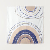 Abstracte Boho Arches - Blauw en beige Wandkleed (Voorkant)