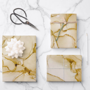 Abstracte Boho Beige Brown Alcohol Ink Art Inpakpapier Vel