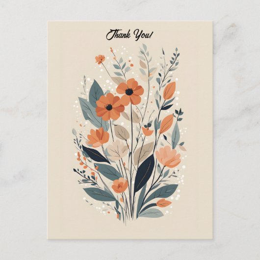 Abstracte Boho Bloem Dank Je Briefkaart (Voorkant)