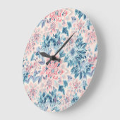 Abstracte Boho Bloemenpastel Roze Groen Blauw Grote Klok (Hoek)