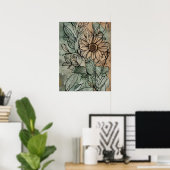 Abstracte Boho bloemensalie en beige Poster (Thuiskantoor)