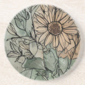 Abstracte Boho bloemensalie en beige Zandsteen Onderzetter (Voorkant)