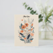 Abstracte Boho Floral Dank u Briefkaart (Staand voorkant)