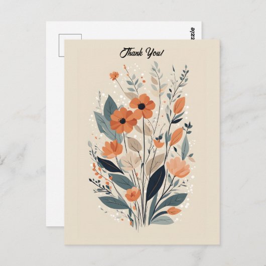 Abstracte Boho Floral Dank u Briefkaart (Voorkant / Achterkant)