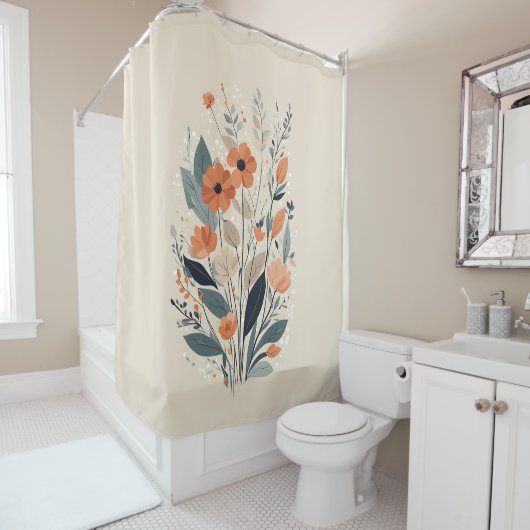 Abstracte Boho Floral Douchegordijn (In situ)
