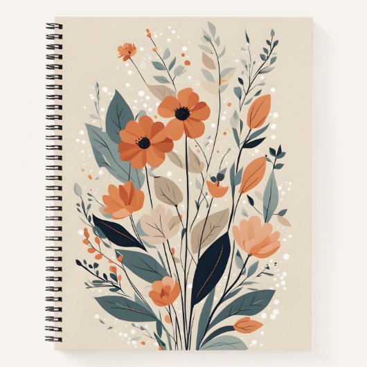 Abstracte Boho Floral Notitieboek (Voorkant)