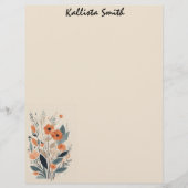 Abstracte Boho Floral Raw Sienna en zalm Briefhoofd (Voorkant)