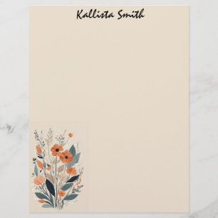 Abstracte Boho Floral Raw Sienna en zalm Briefhoofd