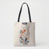 Abstracte Boho Floral Raw Sienna en zalm Tote Bag (Voorkant)