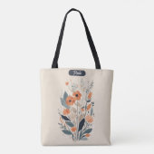 Abstracte Boho Floral Raw Sienna en zalm Tote Bag (Achterkant)