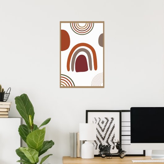 Abstracte Boho Geometric met bruin minimalistisch Poster (Thuiskantoor)