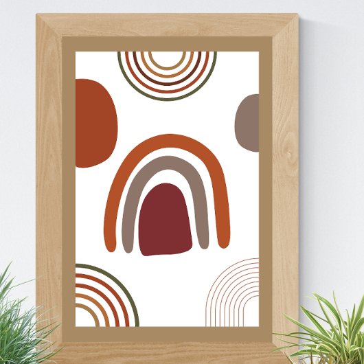 Abstracte Boho Geometric met bruin minimalistisch Poster